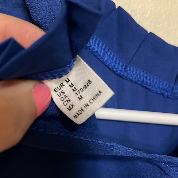 Blue Blouse with Ruffled Neckline - Picture 3 of 3